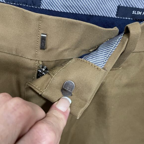 Gap Tailored Khakis Slim Fit Men 31x32 Modern Bronze Straight Leg Flat Front NEW - Picture 6 of 11